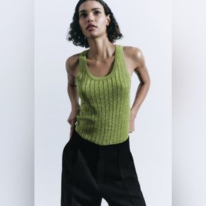 ZARA KNIT TOP WITH METALLIC THREAD